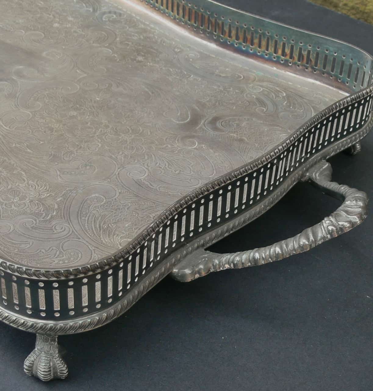 Sheffield Reproduction SILVER Plated On Copper Rococo Tray
